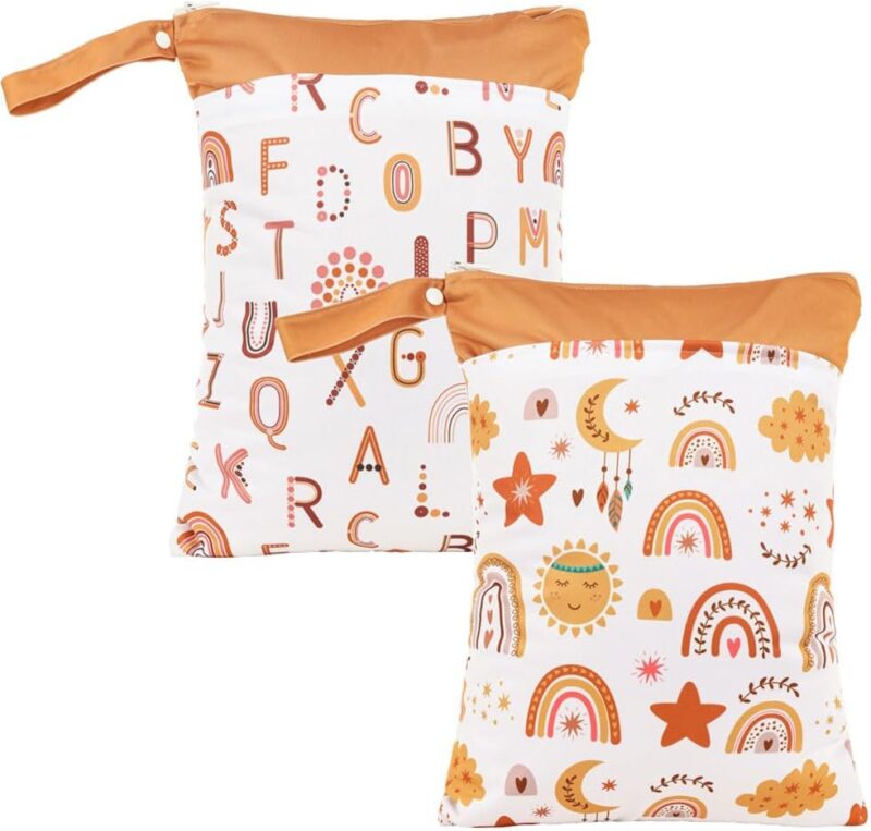 Egurs 30 * 40CM Baby Windeltasche Nasstaschen Wiederverwendbare Wasserabweisend Beutel Wetbag Organiser Bedruckt Windeltasche mit Reißverschluss für Baby Reisen Unterwegs ES001-EF609 – Bild 3