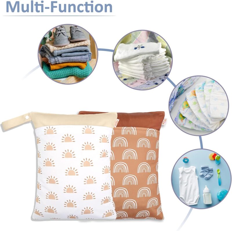 SEAUR Stoffwindeltaschen, wasserdichte Nasstasche mit Reißverschluss für Babywindeln – Bild 2