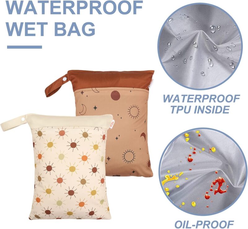 SEAUR Stoffwindeltaschen, wasserdichte Nasstasche mit Reißverschluss für Babywindeln – Bild 6