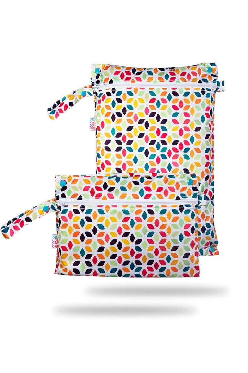 Petit Lulu wasserdicht doublesize Windeltasche | Wetbag Organiser | Beutel Floral Cubes – Bild 2