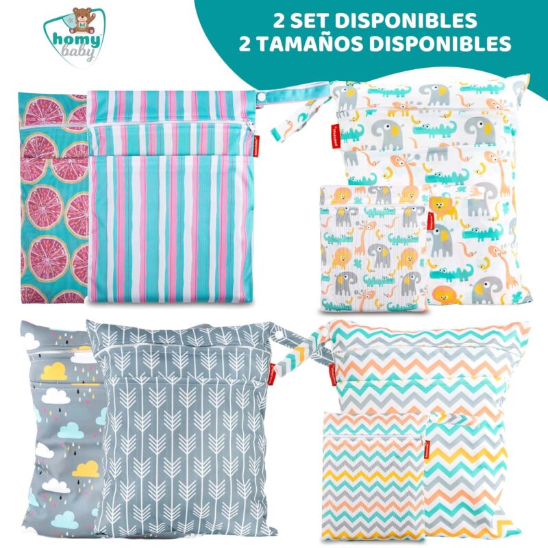 HOMYBABY® Stück Wetbag [x2] - wasserdichte Stofftaschen - Wetbag Kindergarten - Wetbag Stoffwindeln - Nassbeutel Kindergarten - Wäschebeutel Kinderkarten – Bild 6