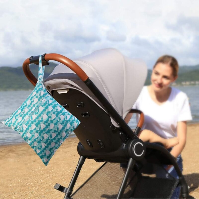 CeeKii Windeltaschen Nasstaschen Waschbare Reisetaschen, wasserdichte Wet Bag mit Reißverschlusstasche und Druckknopfgriff – Bild 3
