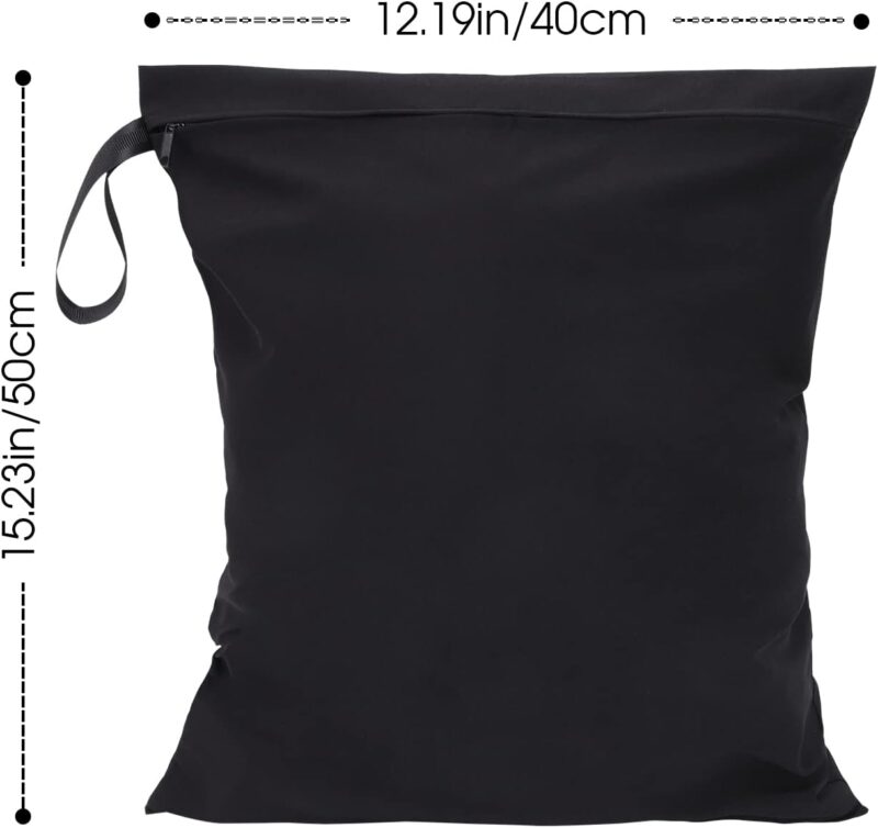 FRETONBA Wetbag 40x 50 cm 2 Stück Nasstasche Wiederverwendbar mit Reißverschluss, wasserdichte Wet Bag Schmutzige Kleidung Tasche Organiser für Badeanzüge, Strandtuch, Sportkleidung - Schwarz – Bild 3