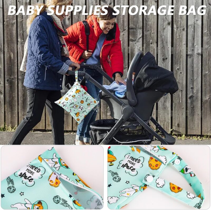 NTGRTY Windeltasche, 2 Stück, Nappy Bags, Wet Dry Bags, Wet Dirty Laundry Bag, Waterproof Dry Wet Bag, Diaper Bag for Babies Swimming Camping Travel Gym Workout Beach (Raumfahrt) – Bild 4