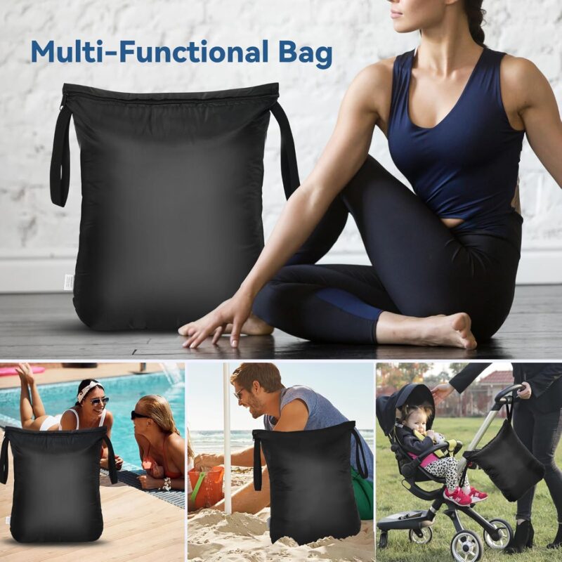 aceyoon Wetbag 40 cm x 50 cm, 2 Stück Doppelgriff Nasstasche Schwimmenbad mit Reißverschluss Wasserdichte Nassbeutel Sport Wiederverwendbar Wet Bag Schwimmsachen Schmutzige Kleidung Tasche – Bild 6