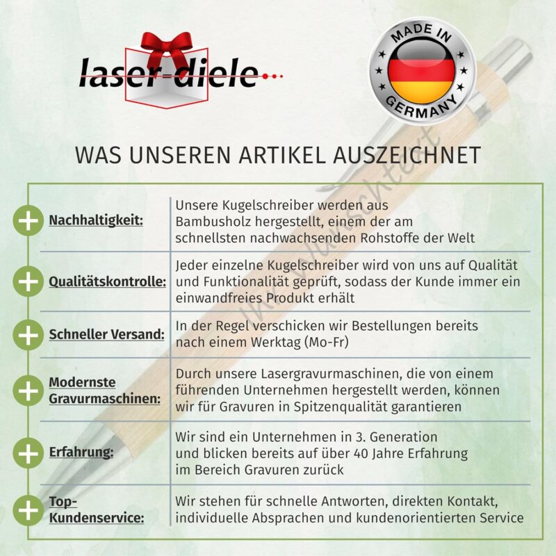 laser-diele Holzkugelschreiber als Geschenk - Kugelschreiber mit Namen - Personalisierter Kugelschreiber mit Gravur - Stift mit Gravur – Bild 3