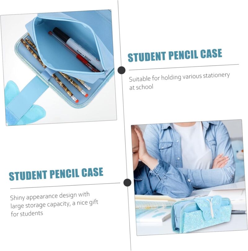 Cabilock 1 Stück Schreibwarenbox Reißverschlusstasche Glitzer Bleistifte Glitzerstift Tasche Stationär Klassenzimmer Party Belohnungen Schüler Schreibwarentasche Entzückende – Bild 6