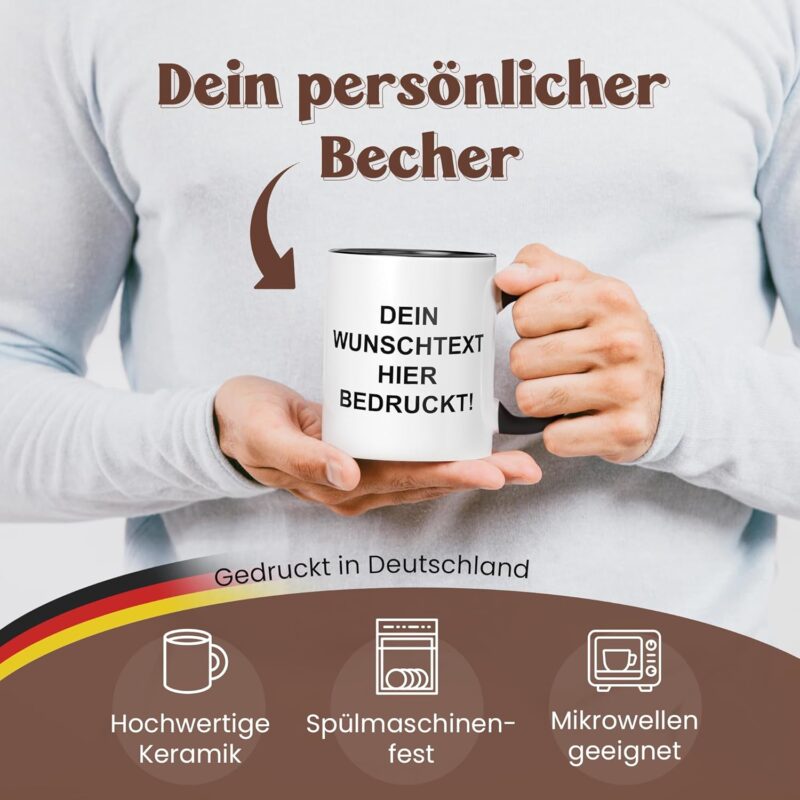 LIEBTASTISCH Personalisierte Tasse – Tasse mit Namen – Spülmaschinen- & Mikrowellengeeignet – In Deutschland bedruckt – 330 ml – Tasse personalisiert & beidseitig bedruckt – Tasse bedrucken (Grau) – Bild 5