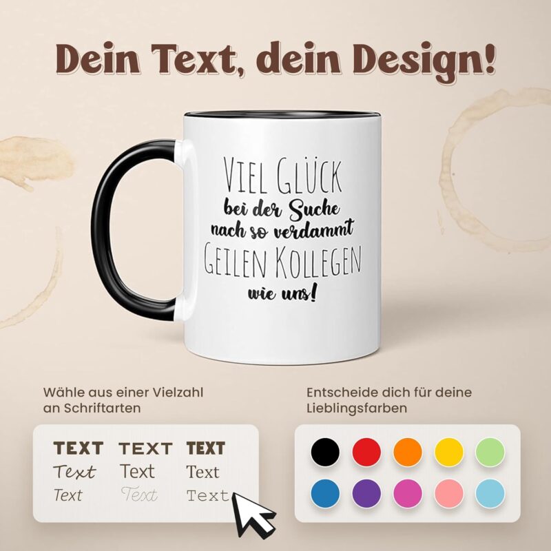 LIEBTASTISCH Personalisierte Tasse – Tasse mit Namen – Spülmaschinen- & Mikrowellengeeignet – In Deutschland bedruckt – 330 ml – Tasse personalisiert & beidseitig bedruckt – Tasse bedrucken (Grau) – Bild 6