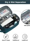 ECOHUB Kulturbeutel für Herren, Wasserdicht Reise-Kulturtasche, Waschtasche mit Trocken-/Nasstasche, Kosmetiktasche Herren Mit Doppelreißverschluss, Patent Angemeldet(Grün) – Bild 3