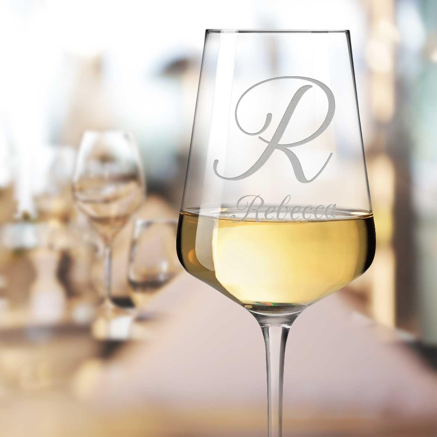 GRAVURZEILE Leonardo Puccini Weinglas mit Gravur - Buchstabe - Personalisiert mit Initial & Name - Geburtstagsgeschenk für Sie & Ihn - Geeignet als Rotweinglas Weißweinglas - Farbe: Puccini – Bild 3