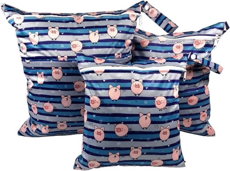 3 Stück Windeltasche Wickeltasche -Stoffwindeln Nasstaschen Wetbag mit Reißverschluss Wiederverwendbare Organiser Beutel Waschbar Nassbeutel für Baby Reisen Babys Windeln Unterwegs -Vogelbrille – Bild 2