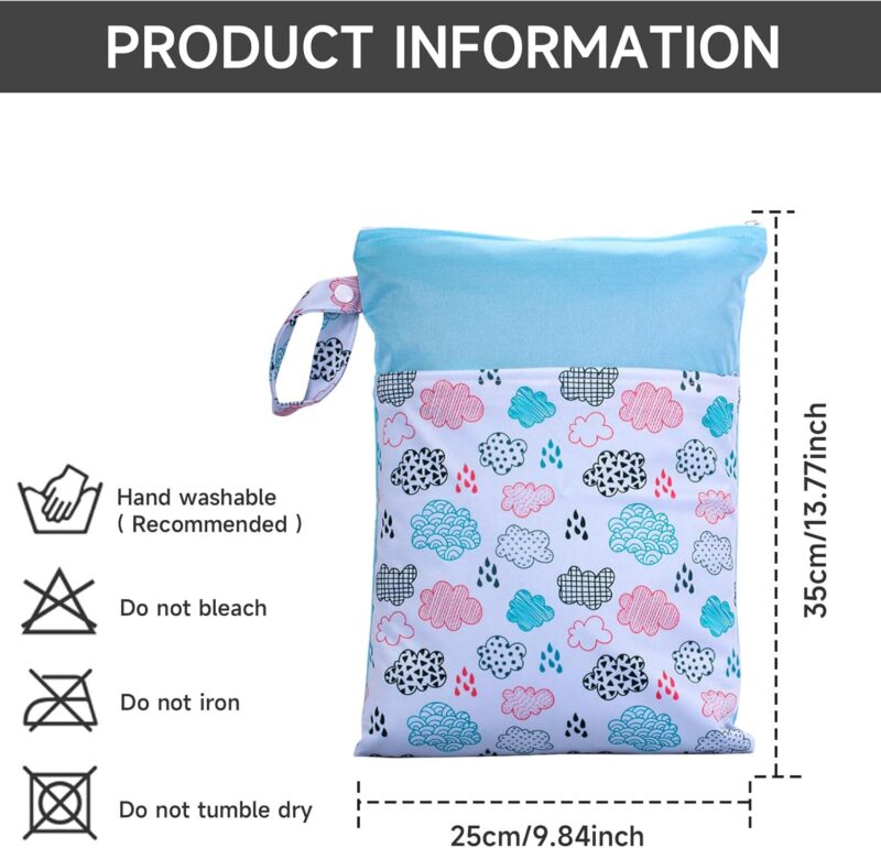 Adigau 2 Stück Windeltaschen Nasstaschen Nasse mit Reißverschluss Wickeltasche Wasserdicht Waschbar Wetbag Organiser für Kleinkind Windeln Reisen Gym Strand Pool B5 – Bild 2