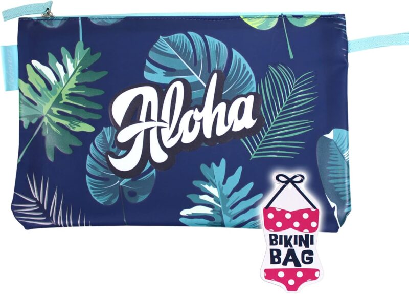 Haus und Deko Bikini Wetbag wasserdichte Badetasche, Bikini Bag mit 5 verschiedenen Sommer Designs, Nasstasche für Unterwegs, Schwimmbeutel für Urlaub, Strand, Schwimmbad (Aloha) – Bild 2