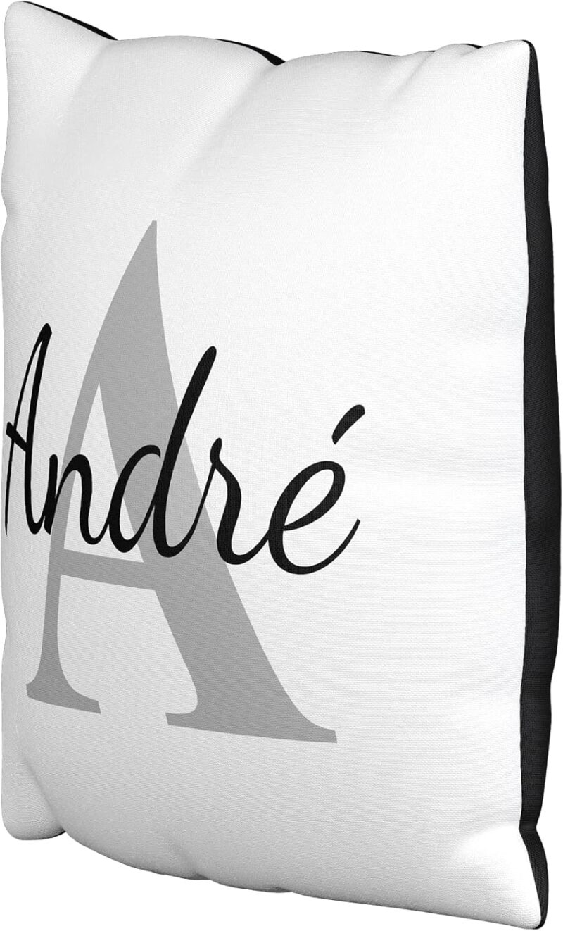 LOOXIS Personalisiertes Kissen mit Namen Bedruckt – 40x40 cm, Rückseite farbig, Leinenhaptik, Kalligraphie – Geschenkidee Männer, Frauen, Jahrestag, Einzug – Schwarz – Bild 2