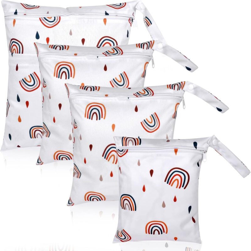 Nizirioo 4 Stück Windeltaschen Wickeltasche Wetbag Nasstaschen Stoffwindeln Taschen Nassbeutel Organiser Beutel Wiederverwendbare Waschbar Nasstasche Mit Reißverschluss Für Kleinkind Baby Windeln – Bild 2