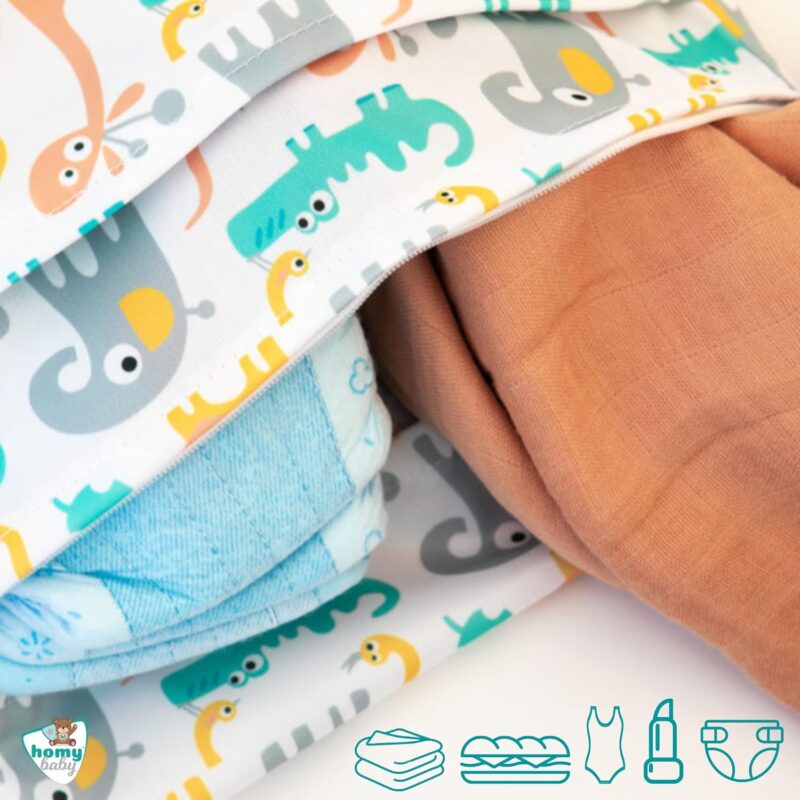 HOMYBABY® Stück Wetbag [x2] - wasserdichte Stofftaschen - Wetbag Kindergarten - Wetbag Stoffwindeln - Nassbeutel Kindergarten - Wäschebeutel Kinderkarten – Bild 4