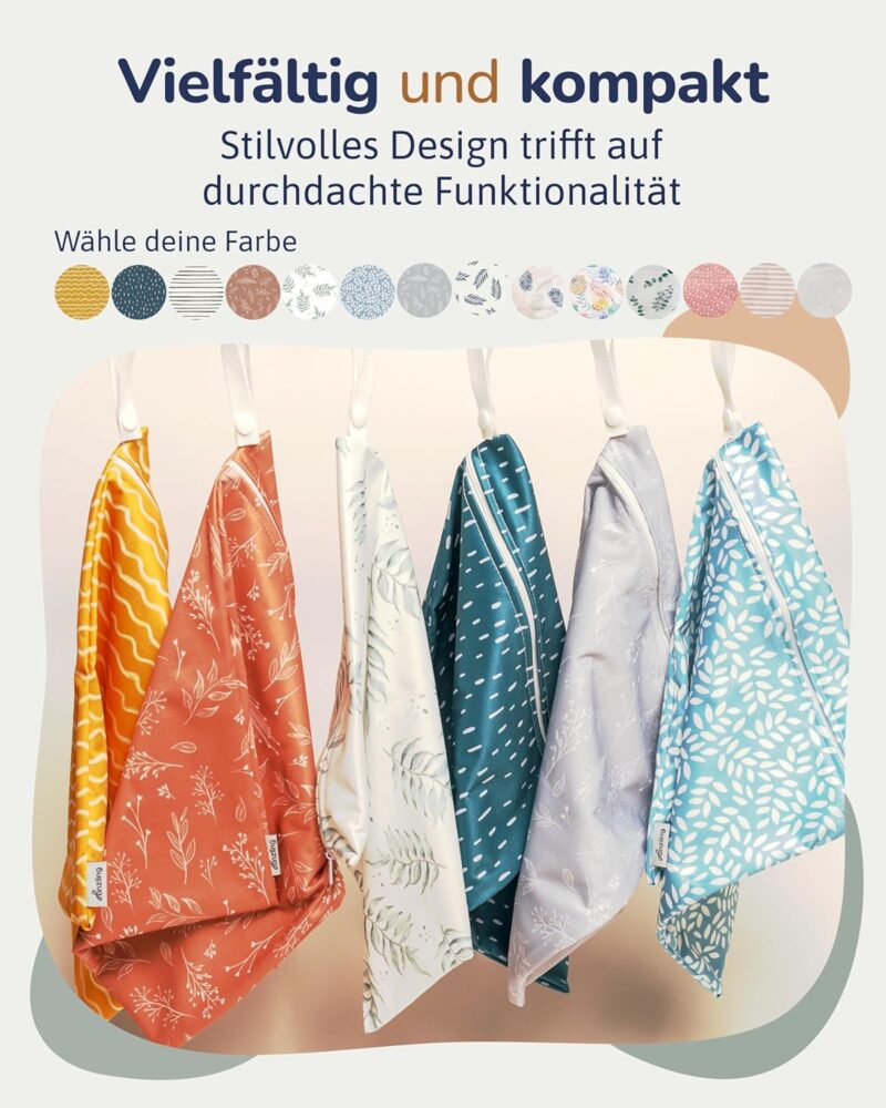 Hinzling Wetbag (Eukalyptus - S) – Nasstasche für Stoffwindeln – Nachhaltige Wetbags aus recyceltem Polyester – Wetbag für Kindergarten und Unterwegs – Wetbag Kindergarten Oeko-TEX Zertifiziert – Bild 7