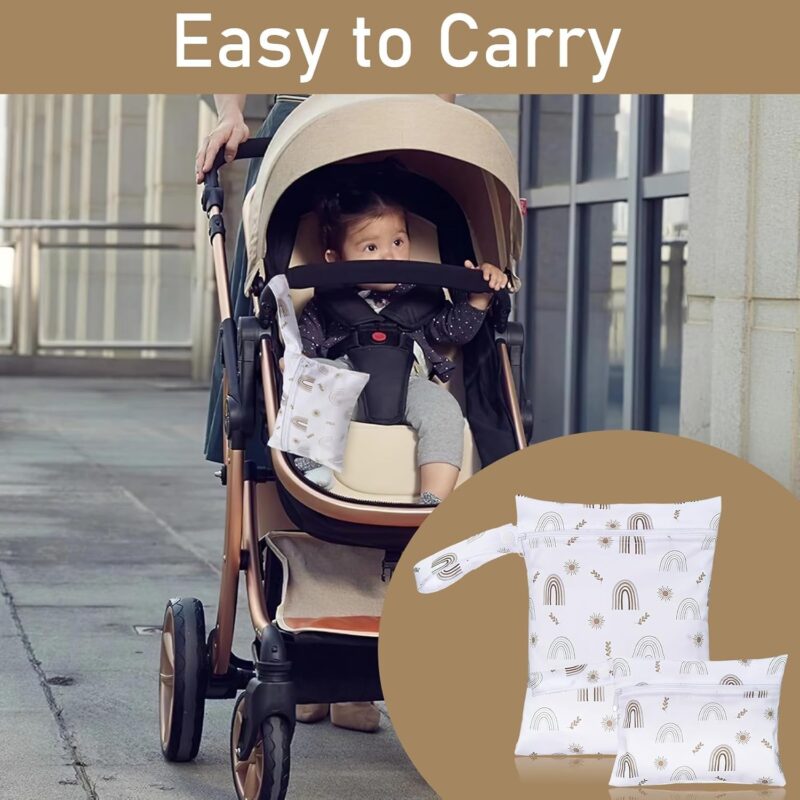 2er Set Große Wetbag Kindergarten mit Regenbogen-Design, Nasstasche und Windeltasche, Nassbeutel für Baby Stoffwindeln, Trocken-Nass-Tasche für Windeln, Badeanzüge, Sportkleidung(25*20cm/18*14cm) – Bild 5