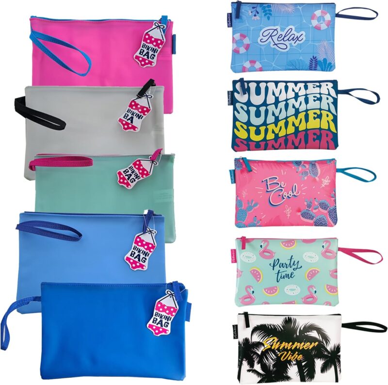 TiborTex Bikini Wetbag Badetasche wasserdichte Nasstasche für Urlaub Strand Schwimmbad (Hellblau) – Bild 4
