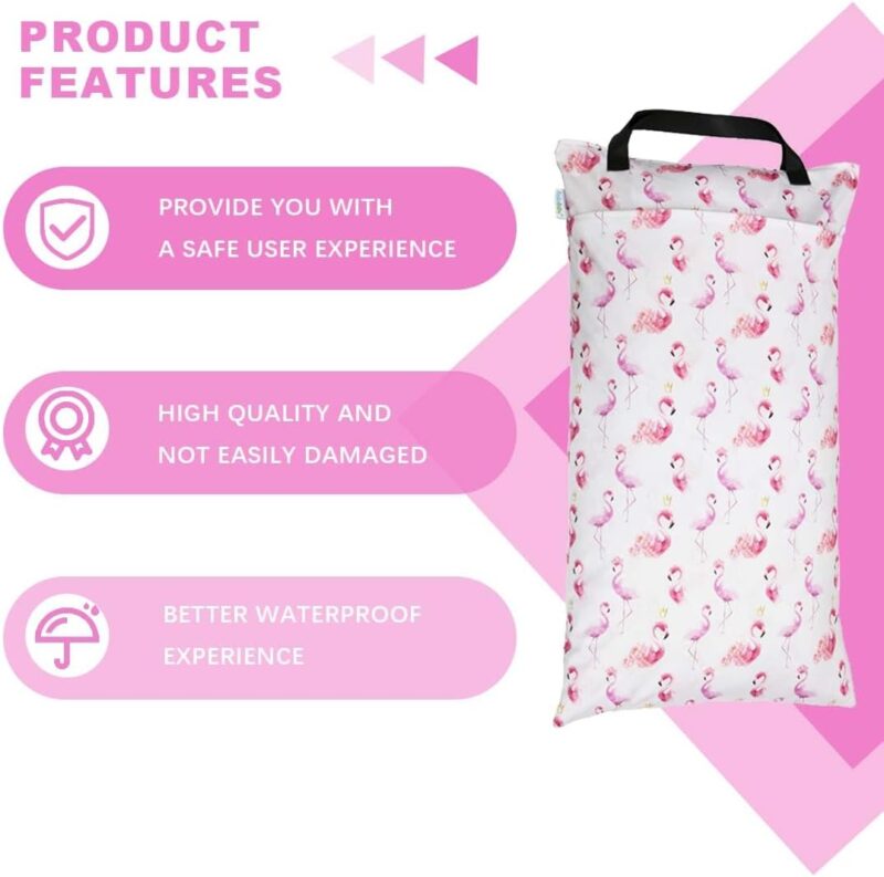 EIHI Windeltaschen Wetbag Kindergarten Nasstaschen Nasse und Trocken Wickeltasche Wasserdicht Waschbar Organiser für Kleinkind Windeln Reisen Gym Strand Pool L-N57 – Bild 5
