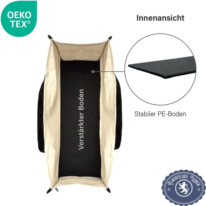 Elberfelder Leinen personalisierte Canvastasche l Geschenkidee l mit robustem Boden l mit Monogramm l Tote Bag l Handtasche l Oeko-Tex-Standard-100 l Einkaufstasche l 100% Baumwolle – Bild 3