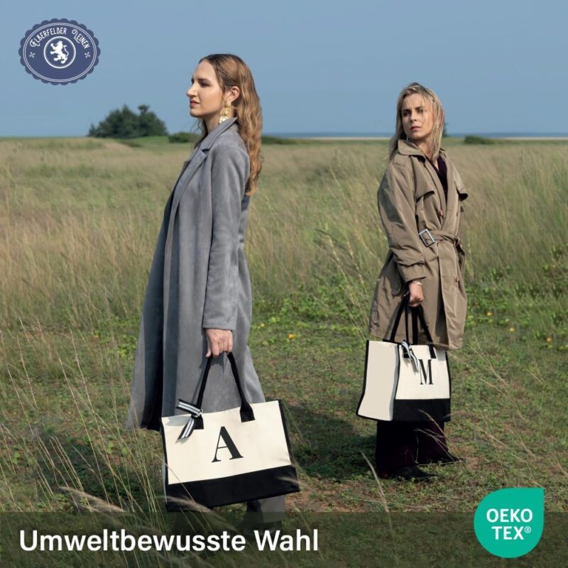 Elberfelder Leinen personalisierte Canvastasche l Geschenkidee l mit robustem Boden l mit Monogramm l Tote Bag l Handtasche l Oeko-Tex-Standard-100 l Einkaufstasche l 100% Baumwolle – Bild 7