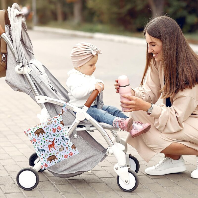 Yuanchu 2 Stück Wetbag Kindergarten,Wasserdicht Windeltaschen Nasstasche Personalisiert Nappy Bag Wickeltasche Waschbar Nassbeutel Organiser für Kleinkind Windeln Reisen Gym Strand Pool – Bild 5