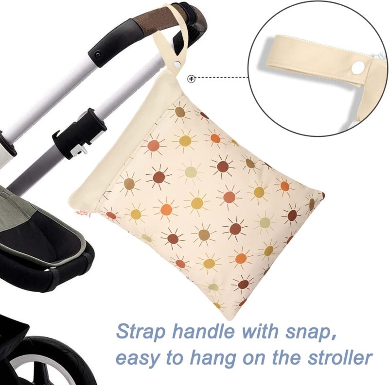 Happy Cherry 2 Stücke Wet Bag Wasserdicht Wickeltasche Nasstaschen für Kindergarten Wiederverwendbare Stoffwindeln Nass und Trocken Windelbeutel für Unterwegs – Bild 4