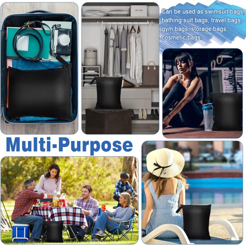 2 Stück Wetbag 40cm x 50cm, Wiederverwendbare Beutel Wasserdichte Wet Bag mit Reißverschluss Schmutzige Kleidung Tasche Organiser für Badeanzüge Strandtuch Sportkleidung（Schwarz） – Bild 6
