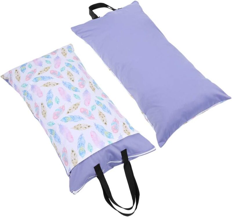 CDQL Stoffwindeltasche, Große Hängende Nasse oder Trockene Stoffwindeltasche, wasserdichte Babyeinlagen, Windelwäsche-Aufbewahrungstasche mit Doppelten Reißverschlusstaschen, (EF203) – Bild 5