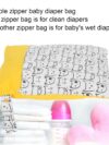 Windeltasche für nasse und trockene Windeln, Aufbewahrungstasche, tragbar, 2 Reißverschlusstaschen, hautfreundlich für Babys für Reisen (Farbe Katze) – Bild 3