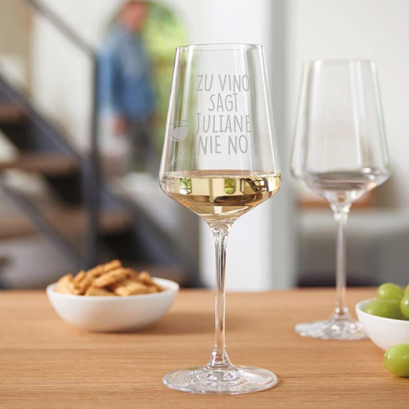 Leonardo Weinglas mit Gravur - Zu Vino sag ich nie no - Personalisiert mit eigenem Namen - Lustiges mit Spruchglas als Geschenk für Weinliebhaber - Geschenke für Sie & Ihn - Farbe: Puccini – Bild 4