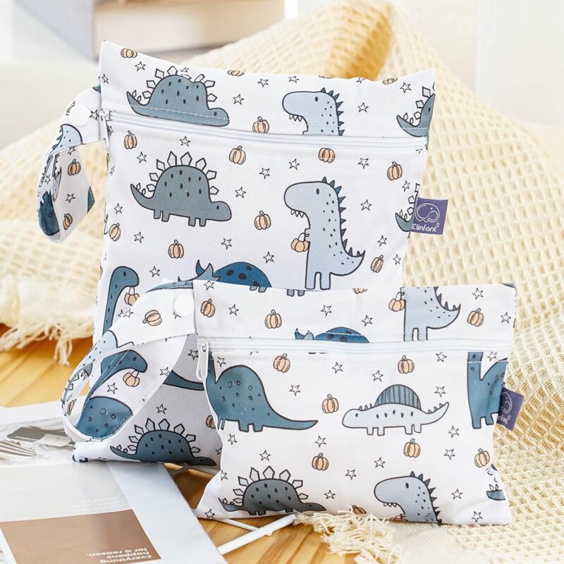 2 Stück Wetbag Kindergarten Groß, Nasstasche Wet Bag Windeltasche Klein, Nassbeutel Kindergarten Personalisiert for Baby Stoffwindeln (A) – Bild 3
