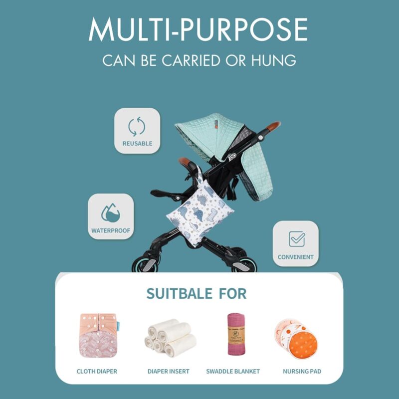 2 Stück Wetbag Kindergarten Groß, Nasstasche Wet Bag Windeltasche Klein, Nassbeutel Kindergarten Personalisiert for Baby Stoffwindeln (A) – Bild 6