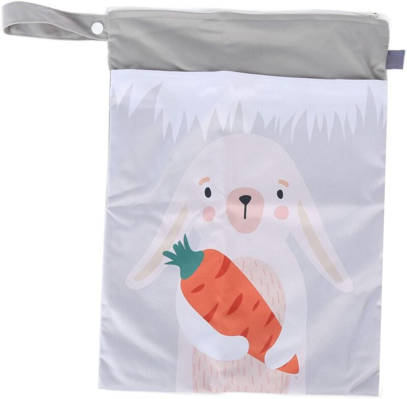 Wickeltaschen-Organizer, Wasserdichte Tasche, Stoffwindel, Nasstasche, Waschbare Wäschebeutel mit Doppeltem Reißverschluss, Wiederverwendbar für Reisen, Strand, Pool (ES006-QW44) – Bild 5