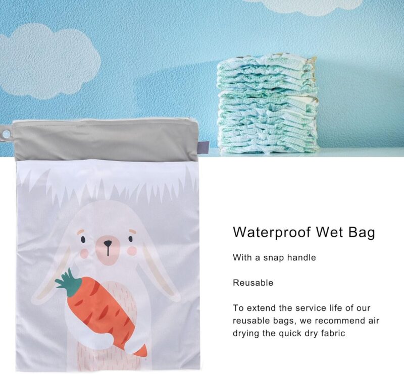 Wickeltaschen-Organizer, Wasserdichte Tasche, Stoffwindel, Nasstasche, Waschbare Wäschebeutel mit Doppeltem Reißverschluss, Wiederverwendbar für Reisen, Strand, Pool (ES006-QW44) – Bild 8