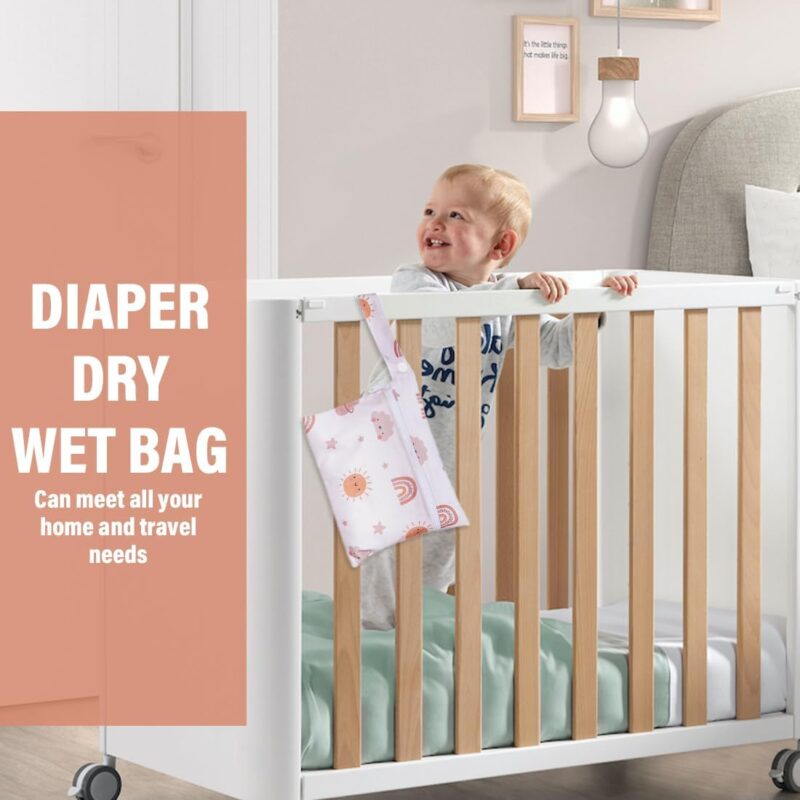 SULIUDAJI 2 Stück wasserdichte Stoffwindeln Nasstaschen,Mini Wickeltasche Wetbag,Nasstaschen Wiederverwendbare,Wet Dry Cloth Windeltasche mit Reißverschluss für Baby Reisen Unterwegs – Bild 4