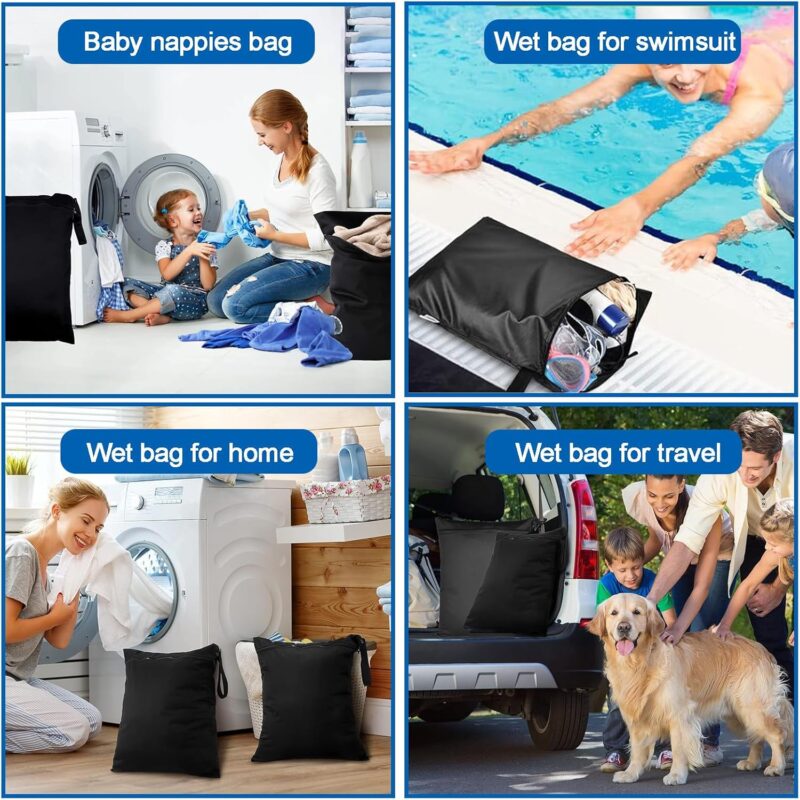 LIURFLNC Nasstasche, 30cmx35cm Wetbag Schwimmsachen, wasserdichte Wet Bag mit Reißverschluss, Wiederverwendbar wasserdichte Tasche für Badebekleidung, Sportkleidung, Schmutzige Kleidung – Bild 6