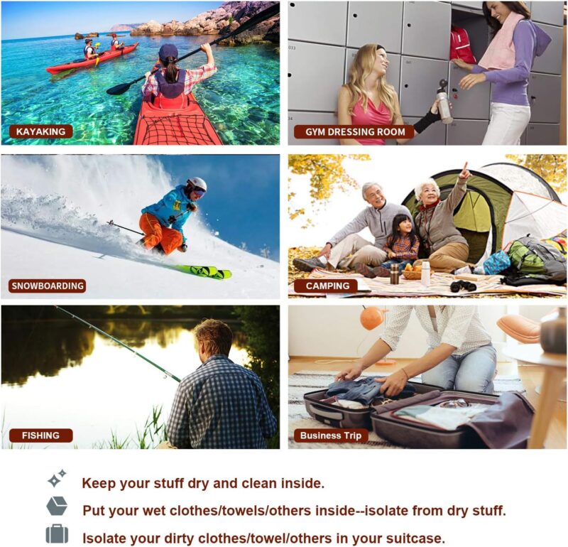 ioutdoor Dry Bag 2L/5L/10L/20L/40L/70L wasserdichte Tasche, Ultra-Light Trockensack Wasserdicht, Abriebfest, Reißfest, für Kajakfahren, Strand, Schwimmen, Camping, Wandern Reisen – Bild 6