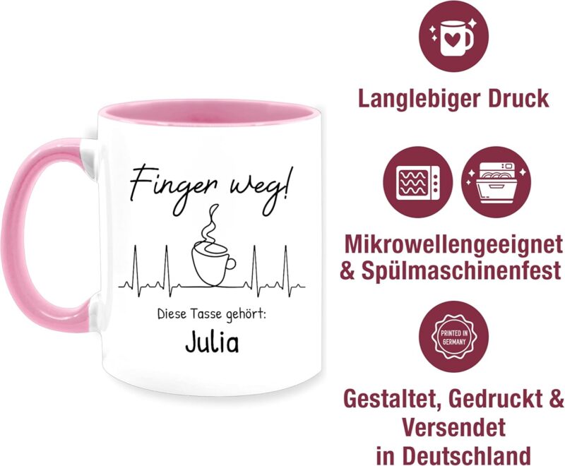 Tassen 325ml - Kollegen - Finger weg diese Tasse gehört | Spruch Arbeit | Arbeitstasse lustig Tasse Arbeit | Sprüche Tasse lustig Arbeit - 325 ml - Rosa - lieblingskollege name coffee cup – Bild 3