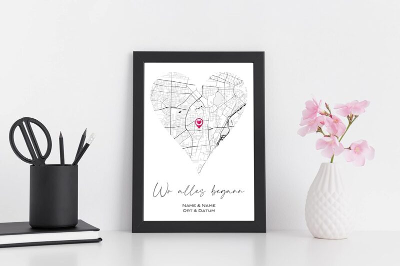 Deqosy Personalisiertes Wo alles begann Poster Geschenke für Frauen, Geschenk Freundin, Geschenk für Sie und Ihn, Partner Geschenke, Geschenke für Freundin Hochzeit Jahrestag – Bild 5