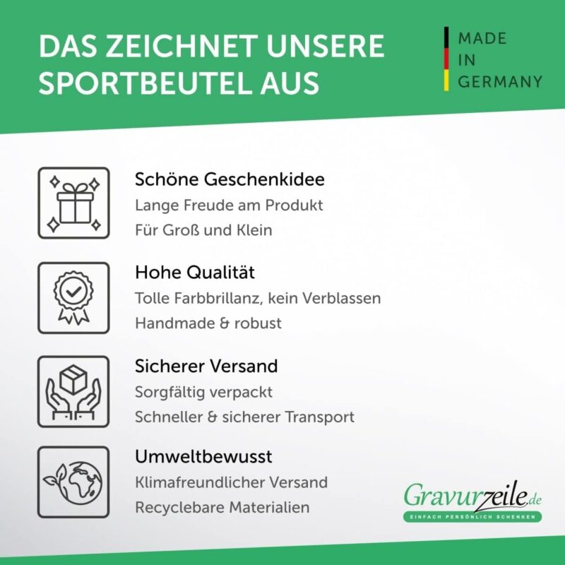 GRAVURZEILE Bedruckter Turnbeutel - Regenbogen Design - personalisiert mit Name - Sportbeutel Rucksack Daypack Gymbag mit Kordelzug - für Sport & Freizeitaktivitäten - 12 Liter 33x45 cm – Bild 5