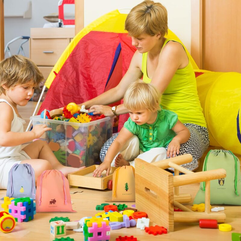 Coolzon 8 Stück wasserdichte Beutel Kordelzug, Aufbewahrungstaschen Turnbeutel Kinder Kleidung Schuhbeutel Strand Schwimmen Reise Gym Organizer Beutel Rucksäcke 8 Muster 3 Größen – Bild 4