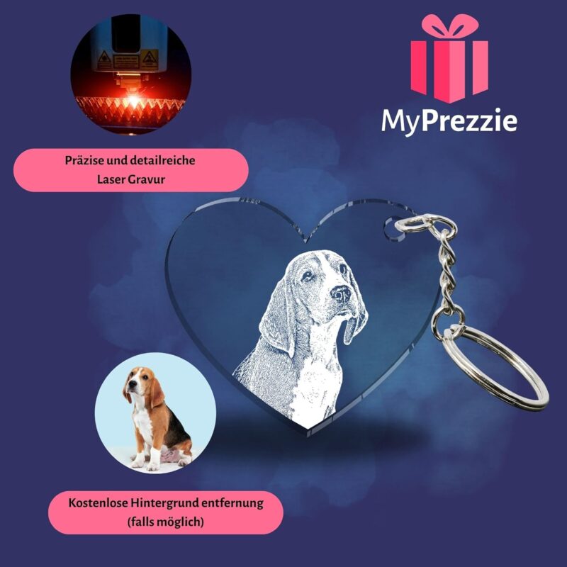 MyPrezzie Gravur Schlüsselanhänger personalisiert mit deinem eigenem Foto/Bild, Wunschtext | Partner Liebes Geschenkidee | Valentinstags Geschenk für Sie und Ihn – Bild 4