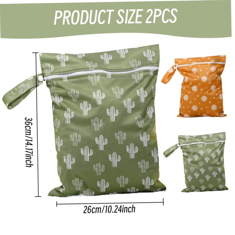 2pcs nasse trockene Beutel für Babytuch Windeln, nasse Trockenbeutel für Windelbeutel, wasserdichtes Nassbeutel für Badeanzug, wiederverwendbare Waschwindelwindel nasse Trockenbeutel für Kinderwage – Bild 2