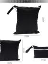 3 Stück schwarze Wickeltasche, Wickeltasche mit doppelter Reißverschlusstasche, wasserdichte trockene und nasse Wickeltasche, wiederverwendbar, geeignet für Reisen, Schwimmen, Fitnessstudio, Baby usw. – Bild 2