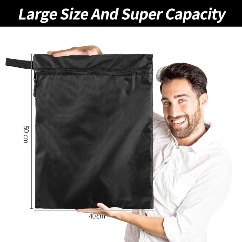 AIVORO 3 Stück Wetbag Schwarz 40 x 50 cm, Nasstasche Wiederverwendbar Mit Griffen, Wäschebeutel Wäschebeutel Reise mit Reißverschluss, Wasserdichte Schmutzwäschebeutel für Badeanzüge, Sportkleidung – Bild 2