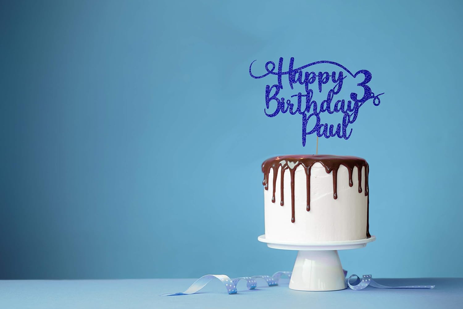 Cakeshop Personalisierte Happy Birthday Glitzer Kuchen Deko Angepasste Farbe jeder Name & jedes Alter Kuchen Dekoration für Geburtstag Party (Schwarz) – Bild 2