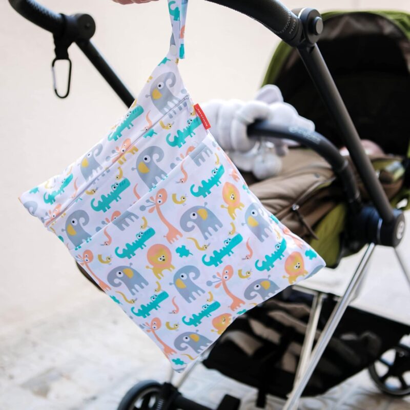HOMYBABY® Stück Wetbag [x2] - wasserdichte Stofftaschen - Wetbag Kindergarten - Wetbag Stoffwindeln - Nassbeutel Kindergarten - Wäschebeutel Kinderkarten – Bild 2